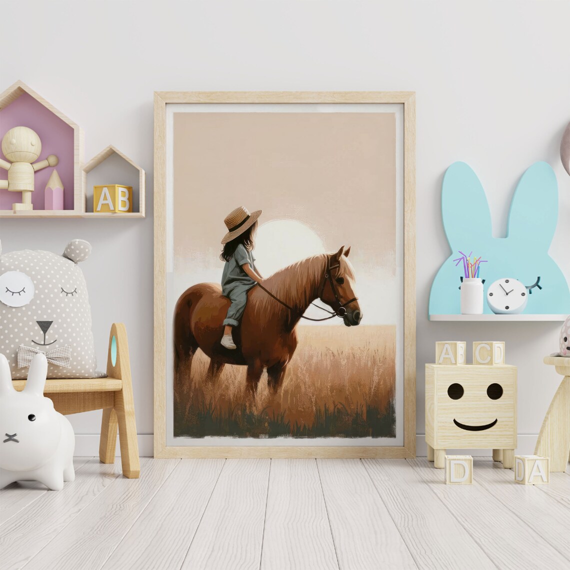 Girl And Horse Nursery Wall Art, Equestrian Decor - Image 2