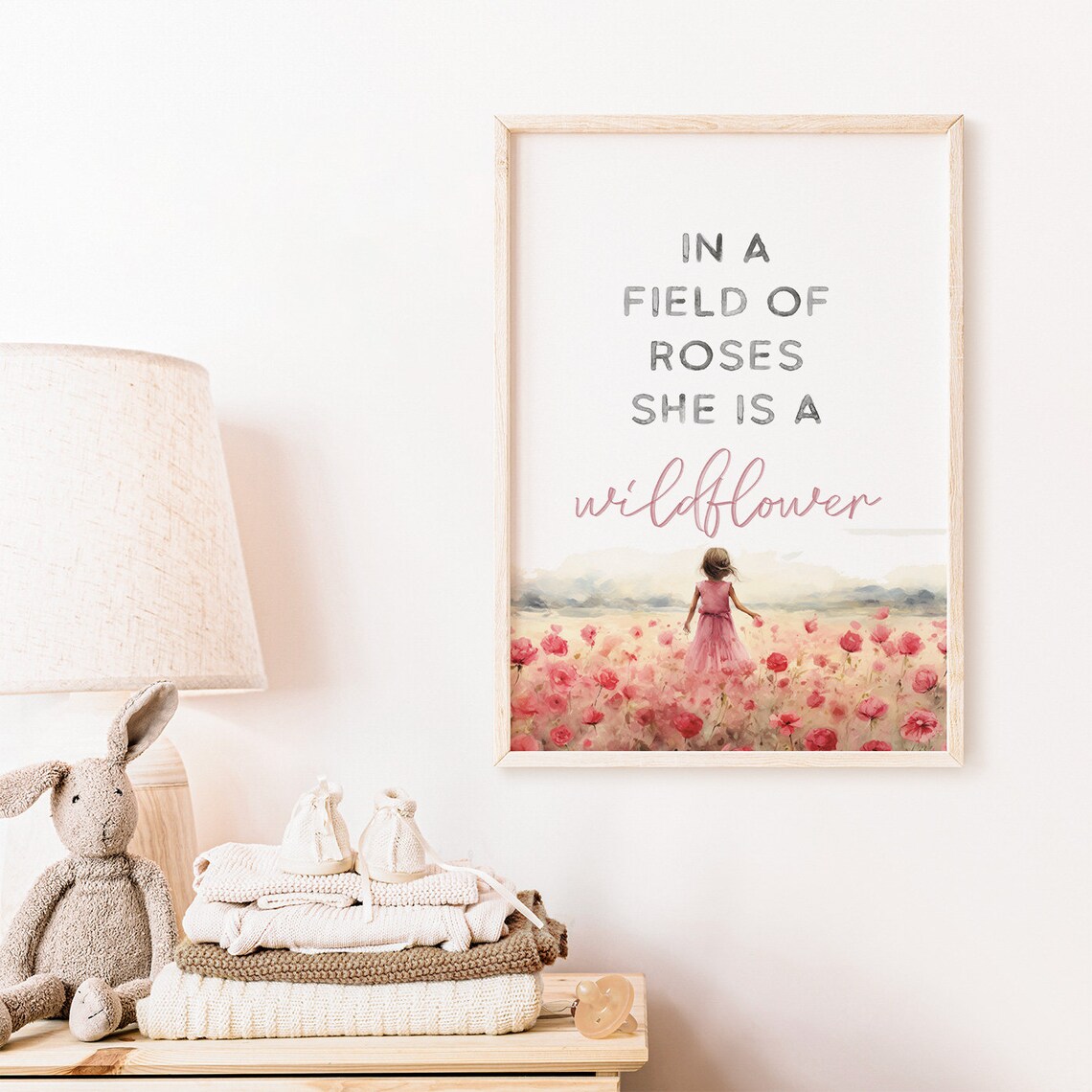 In a Field of Roses She Is a Wildflower Girls Room Quote Poster - Image 2