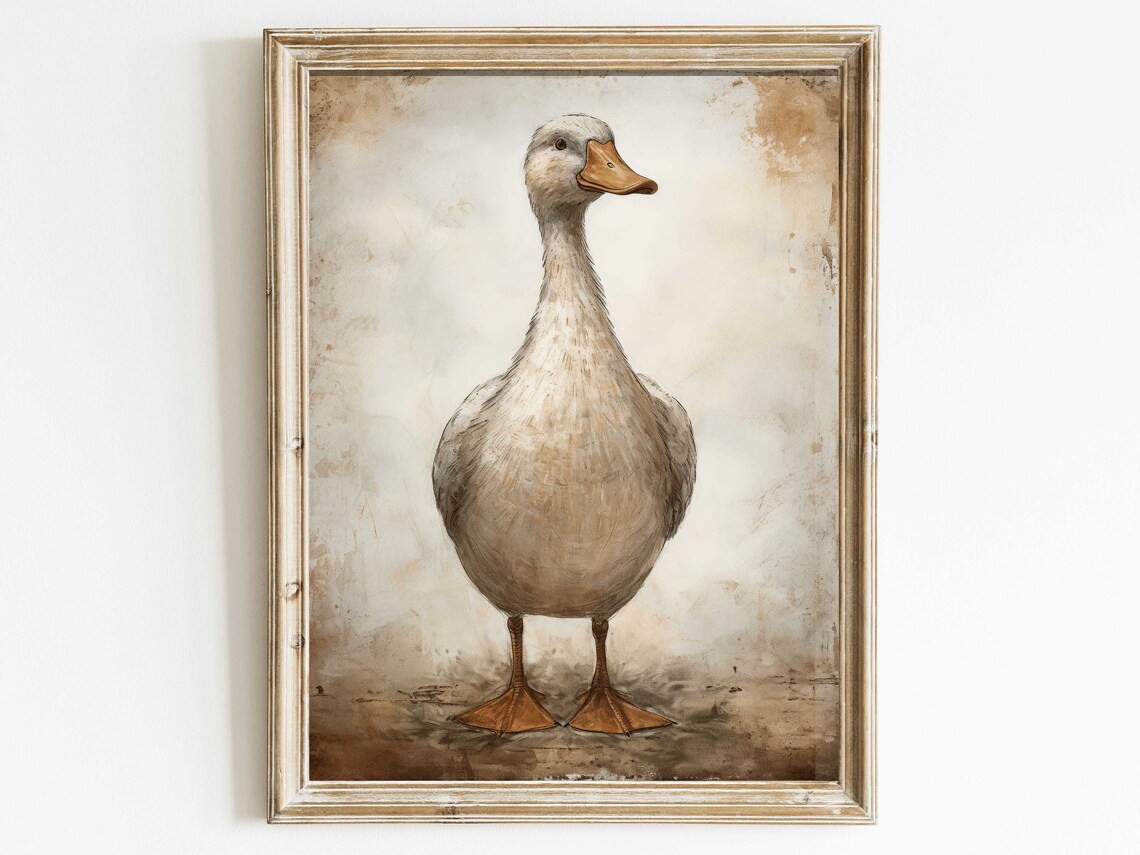 Duck Print Vintage Farmhouse Poster, Rustic Decor