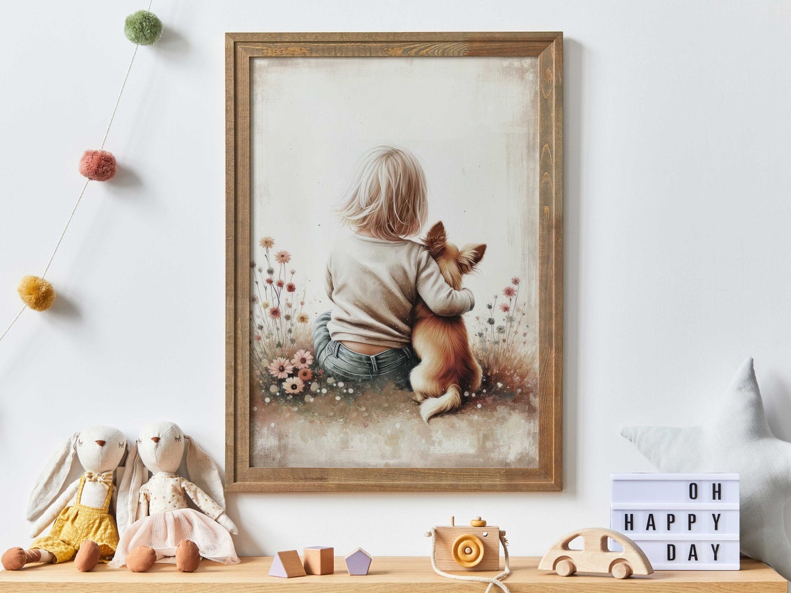 Chihuahua Nursery Decor Girl Dog Painting Dog Nursery Decor For Girls Chihuahua Dog Lover Chihuahua Wall Art Dog Decor Kids