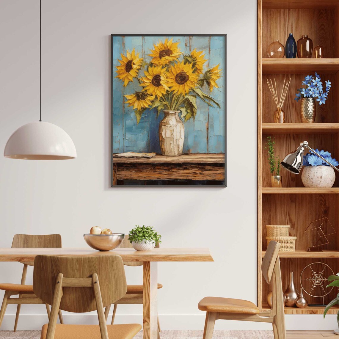Sunflower Vintage Rustic Floral Art Print - Image 2