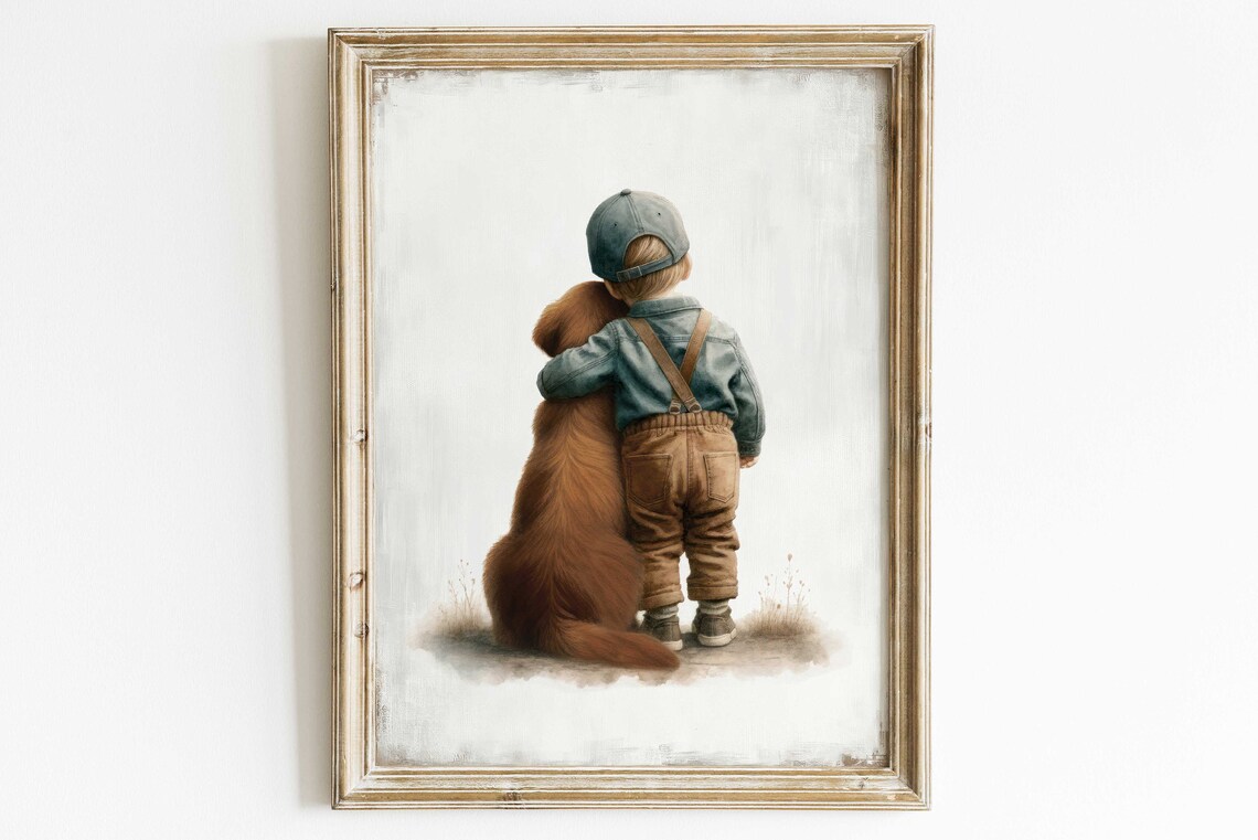 Copper Golden Retriever Nursery Art Print - Image 3