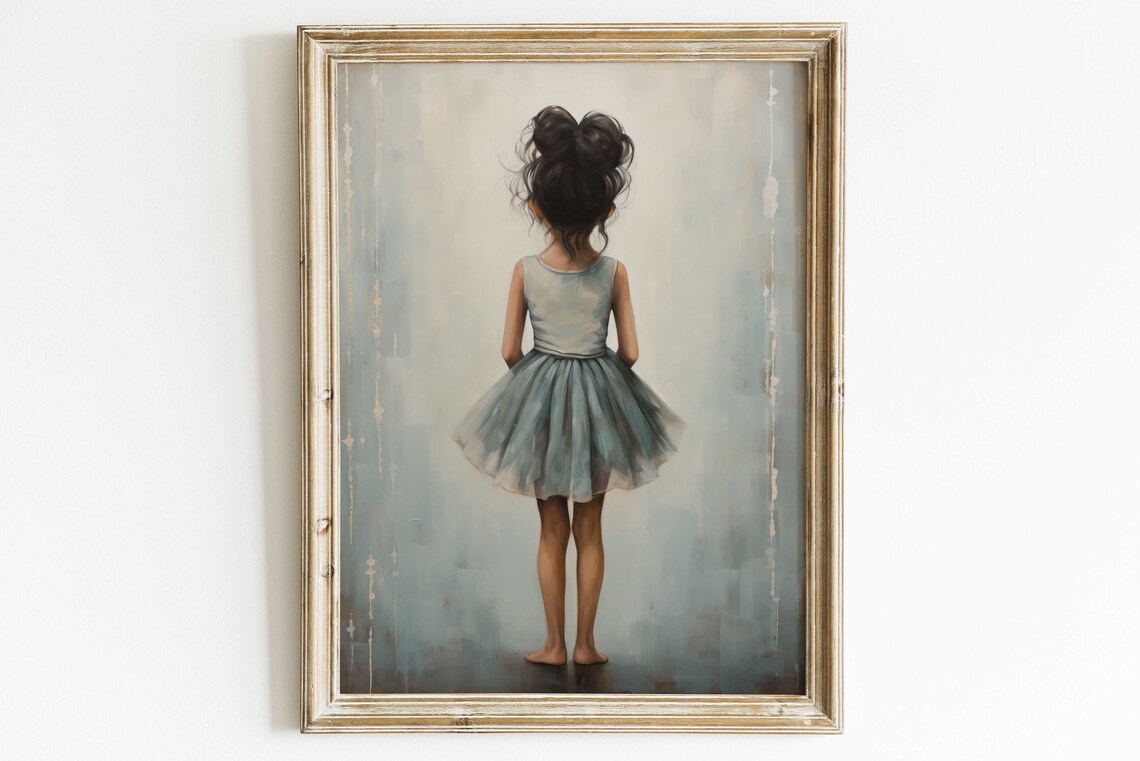 Little Ballerina In A Blue Grey Tutu Viewed From Behind Ballet Poster