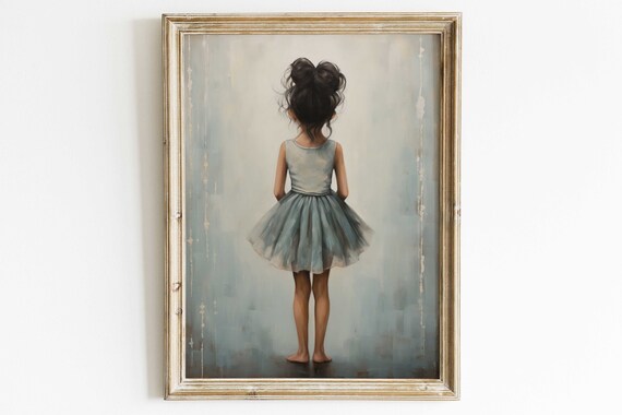Little Ballerina In A Blue Grey Tutu Viewed From Behind Ballet Poster