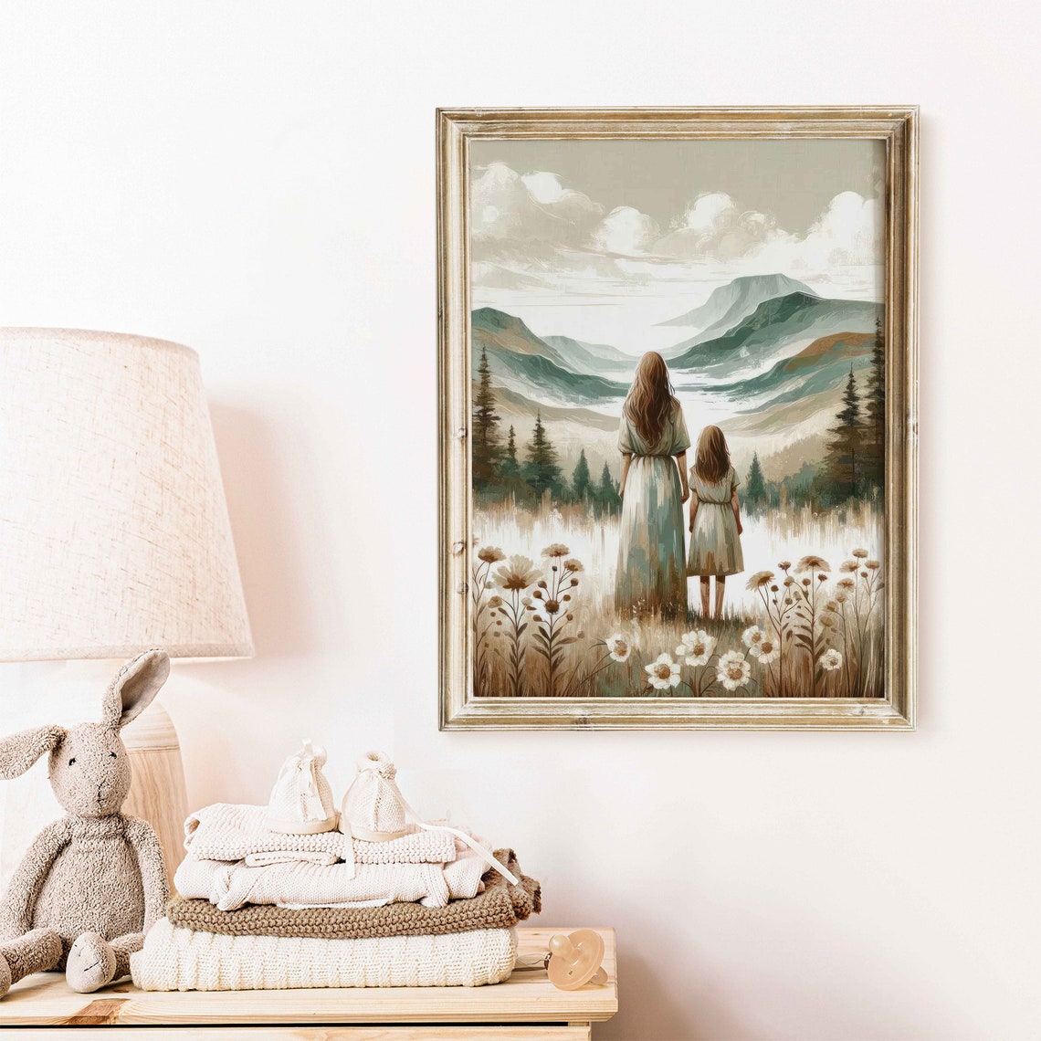 Mother Daughter Wall Art Mom And Daughter Print Mom Child Painting Daughter Print Adventure Girl Art Mother Giftprintable Family Art - Image 2