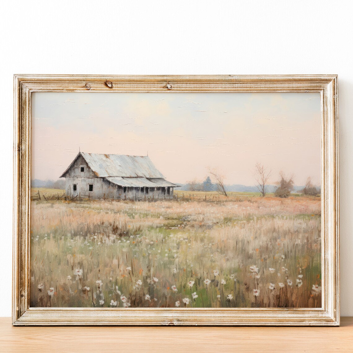 Old Weathered Barn In Golden Meadow Rustic Countryside Art Poster - Image 3