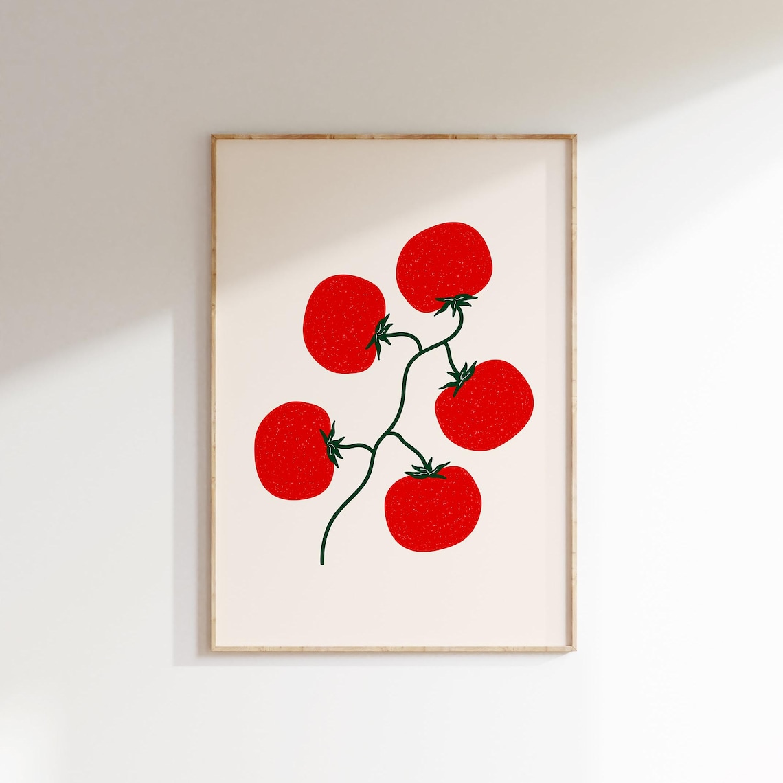 Tomato Print Kitchen Wall Art Minimalist Dining Room Decor Retro Food Illustration Ingredients