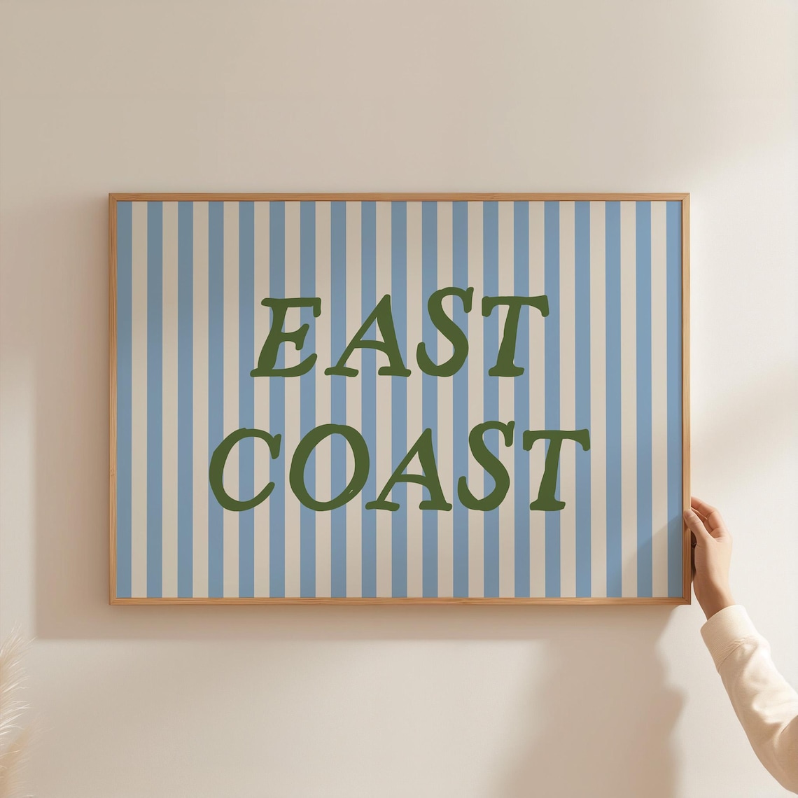 East Coast Striped Beach Coastal House Art Print