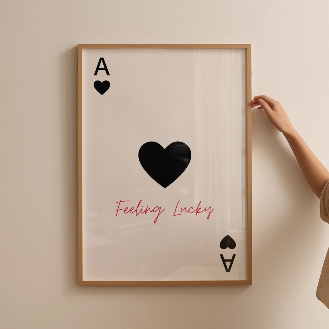 Feeling Lucky Ace Of Hearts Red Script Card Game Room Poster