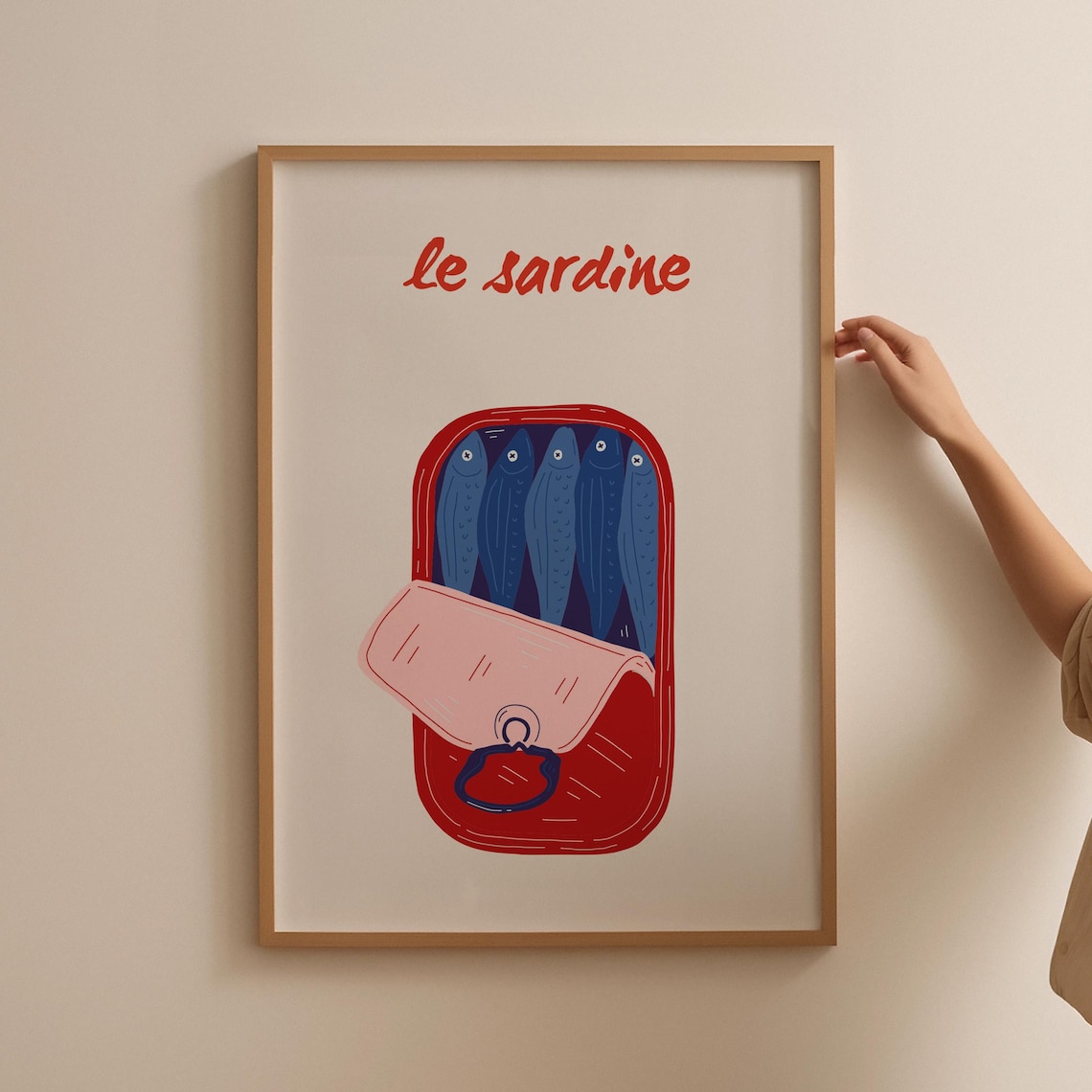 Le Sardine Tin Retro Kitchen French Food Illustration Wall Poster