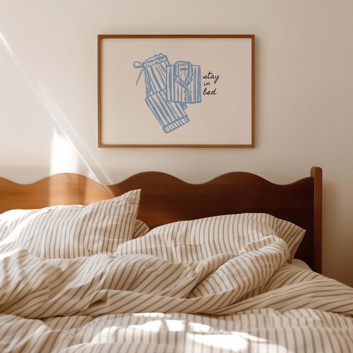 Stay In Bed Blue Aesthetic Bedroom Poster - Image 3
