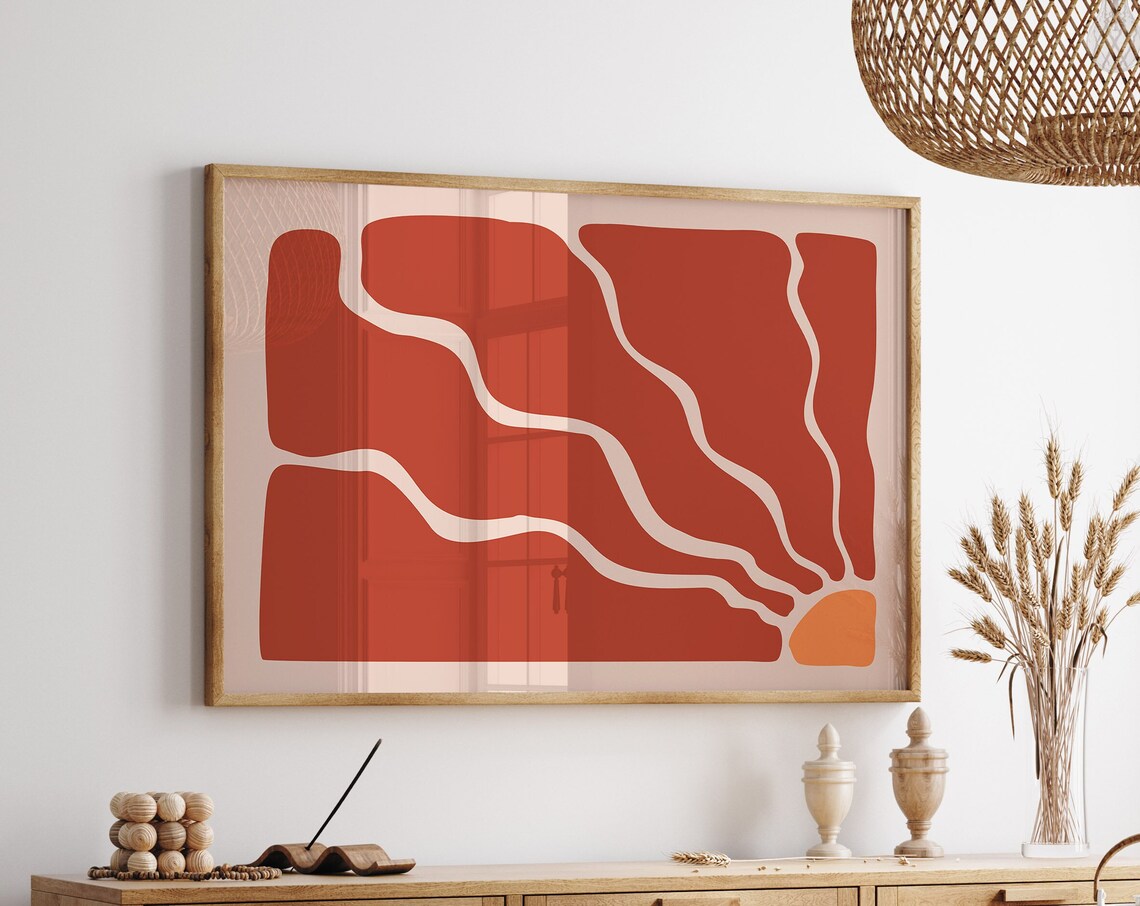 Matisse Red Minimalist Floral Art Print