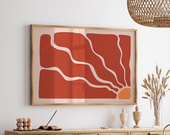 Matisse Red Minimalist Floral Art Print
