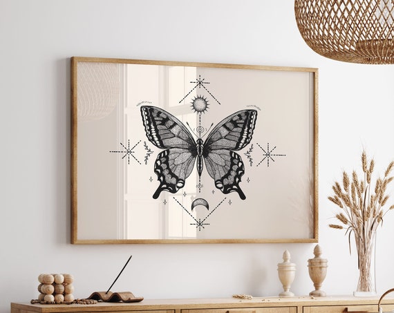 Horizontal Butterfly Print Butterfly Poster Horizontal Butterfly Wall Art Boho Butterflies Butterfly Art Print