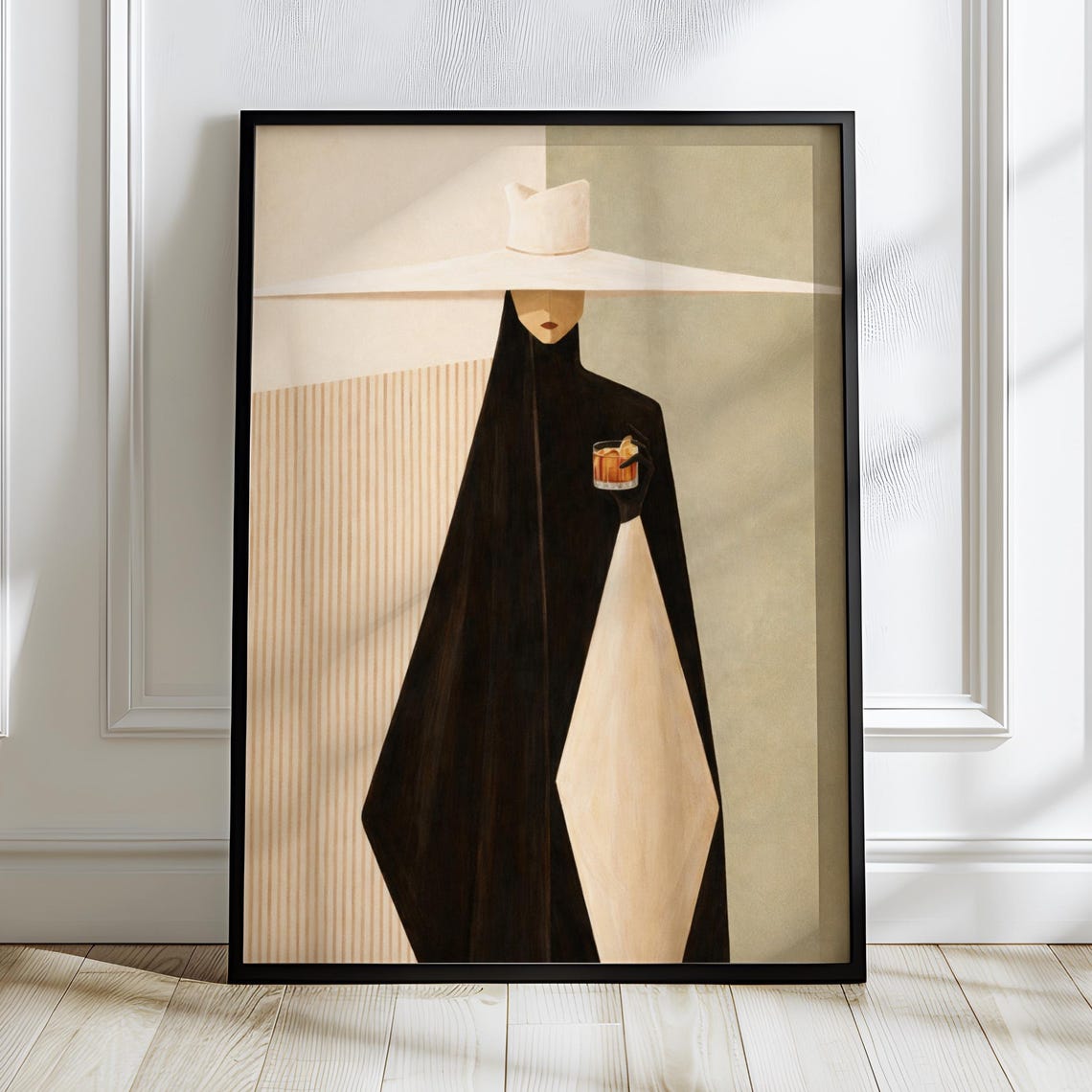 Noir Fashion Poster Minimal Silhouette Wall Art Chic Cocktail Decor