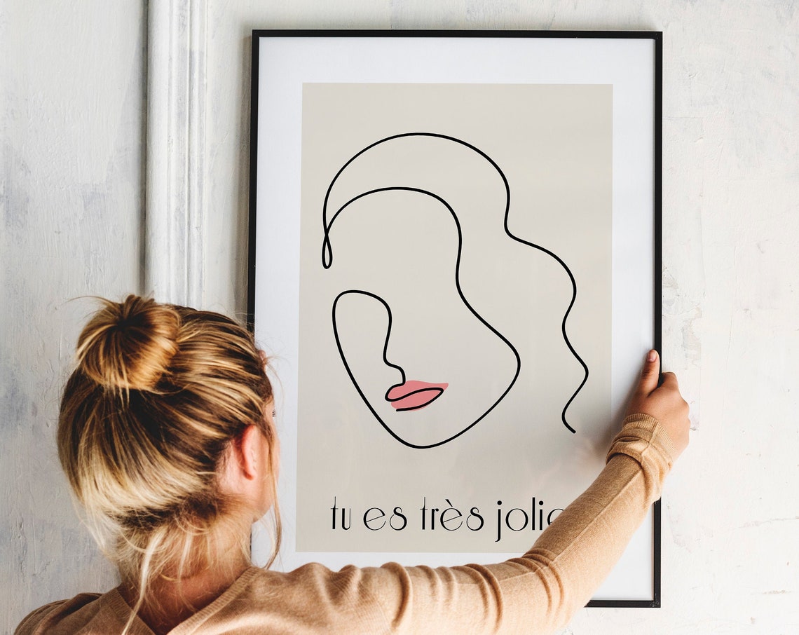 Woman Line Drawing Female Line Art One Line Drawing Modern Wall Art Bathroom Decor Feminist Poster - Image 2