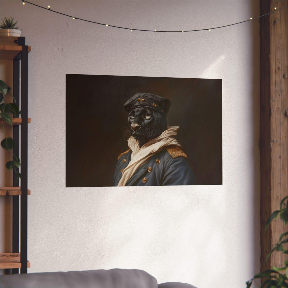 Victorian Panther Naval Captain Portrait in Dark Style Poster - Image 3