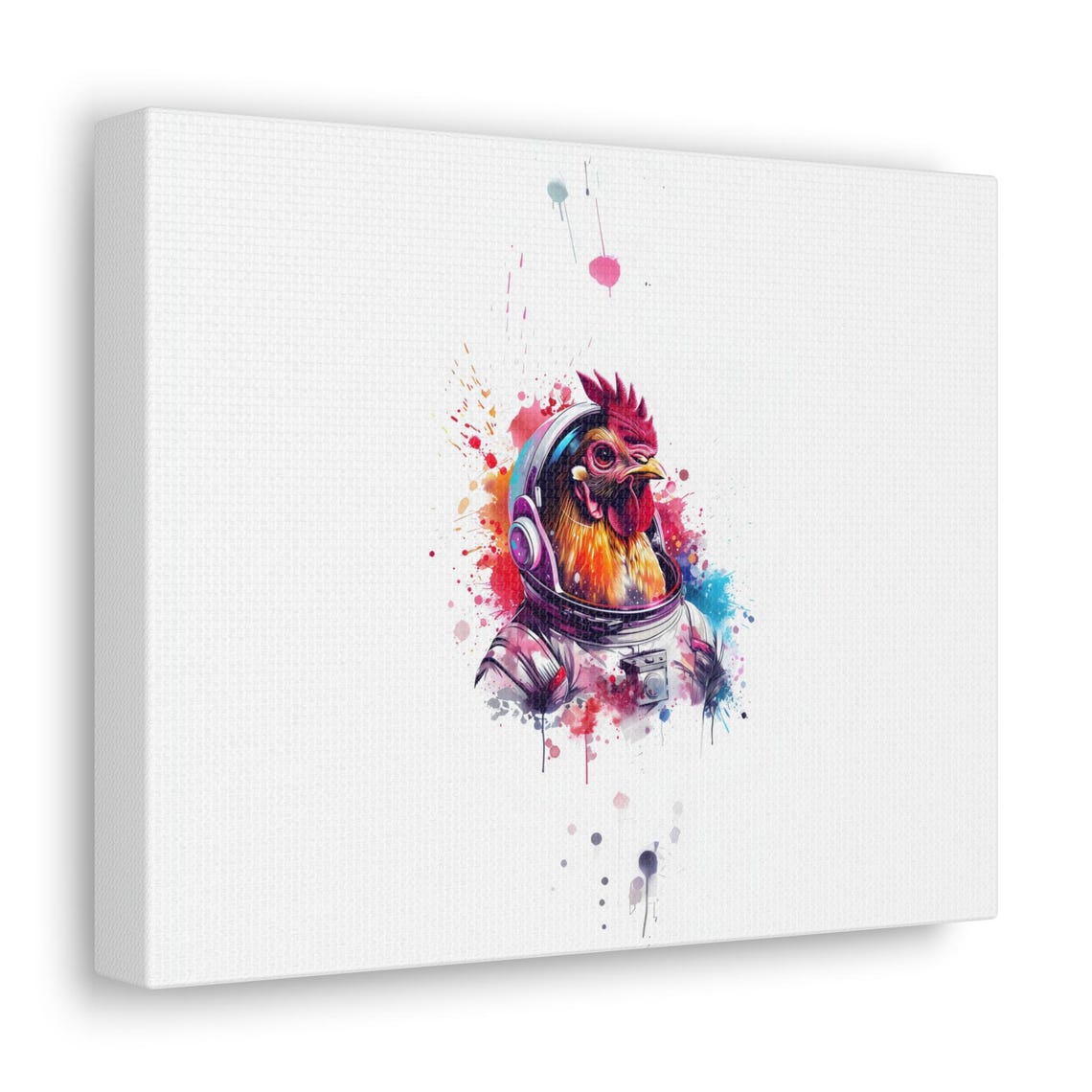 Rooster Astronaut Watercolor Red Comb Space Suit Animal Art Poster - Image 3