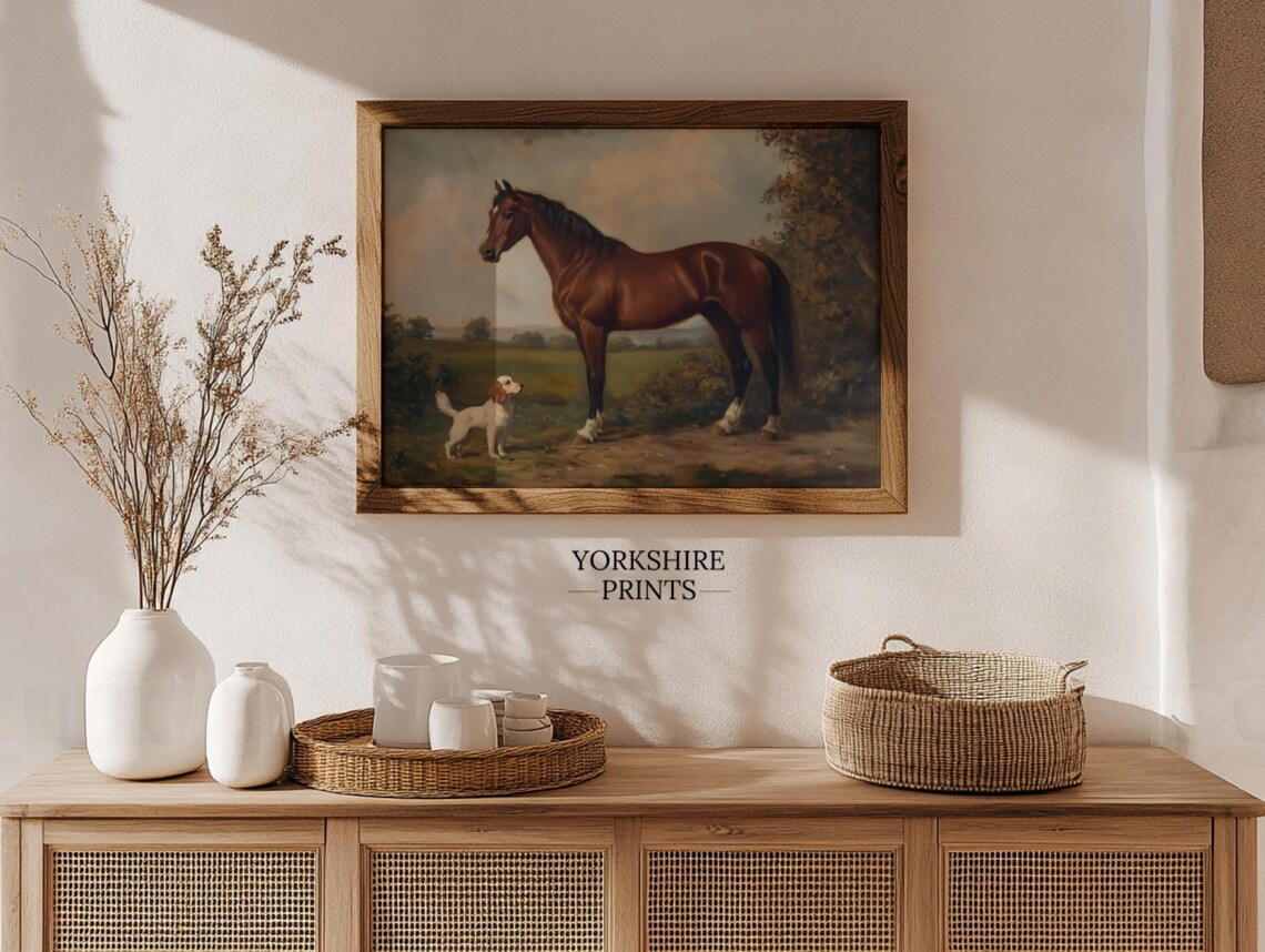 Equestrian Horse And Dog Vintage Farm Animal Art Print - Image 2