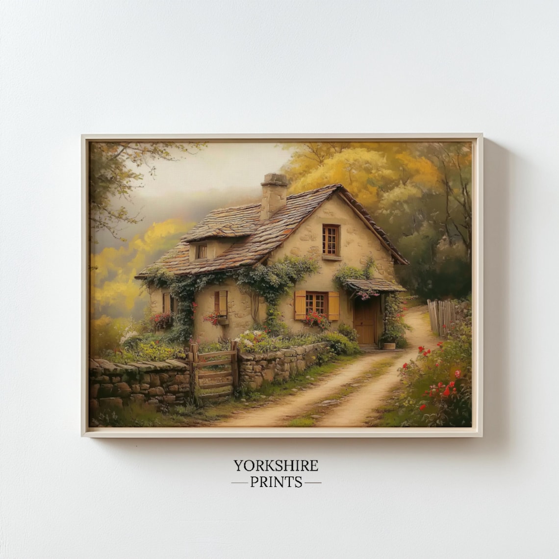 Cottage Garden Vintage Oil Painting Art Print - Image 3