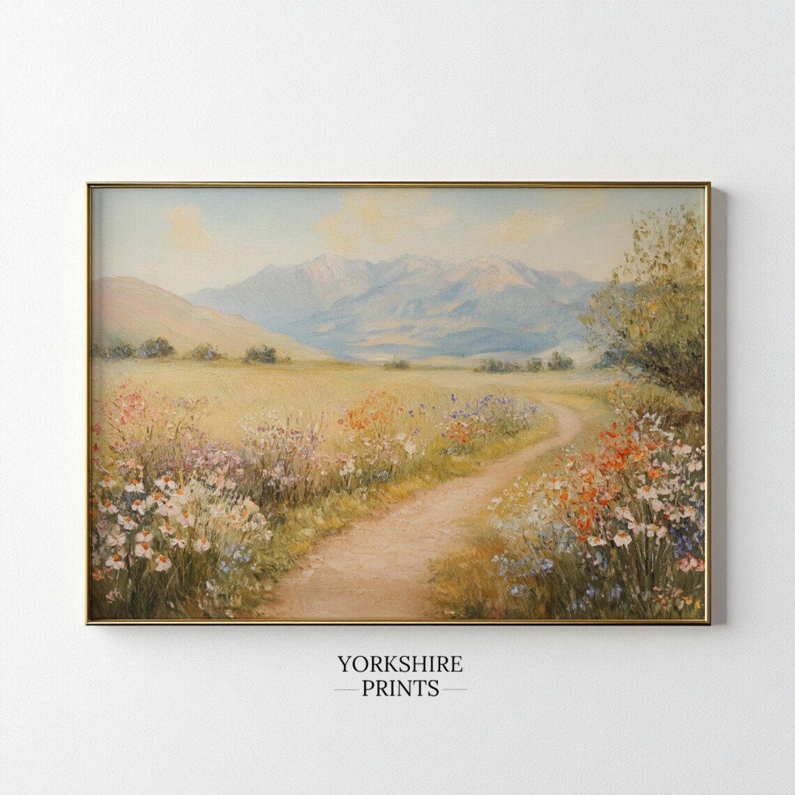 Wildflower Field Oil Painting, Rustic Landscape Art Print - Image 2
