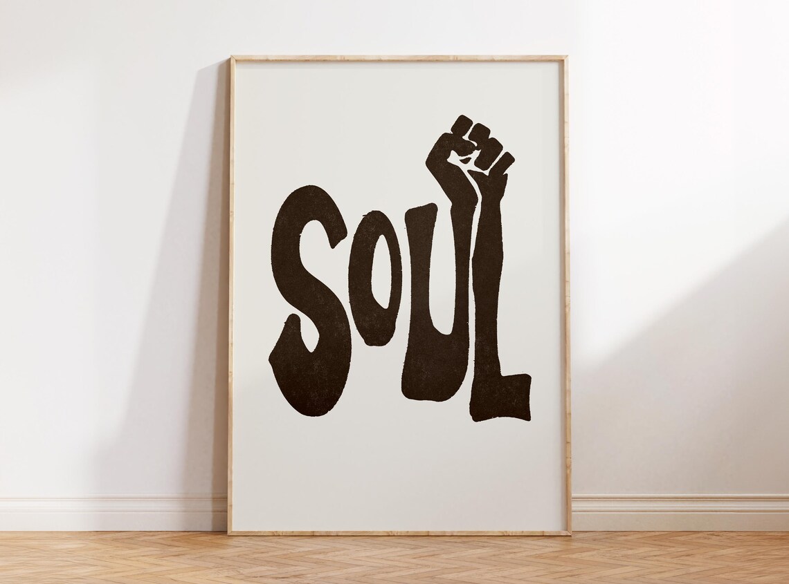 Soul Raised Fist Black Cream Minimalist Power Quote Style Poster
