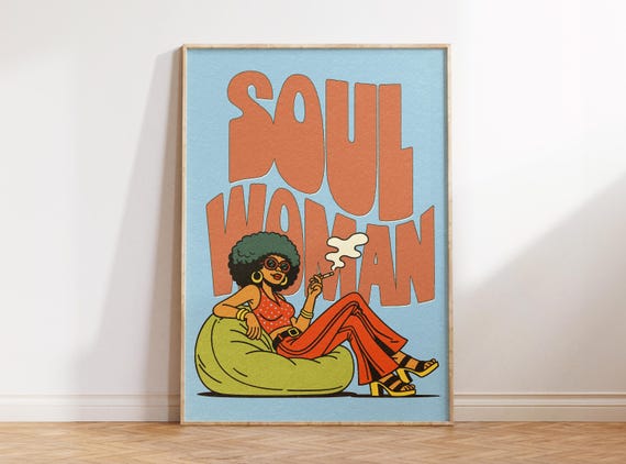 Soul Woman Art African Wall 70s Afro Ethnic Decor Psychedelic Apartment Culture Print