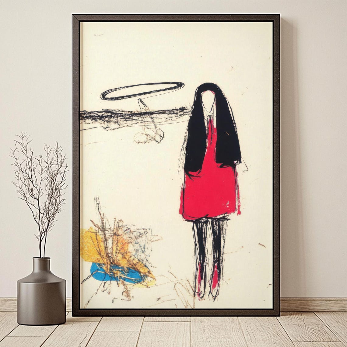 Minimalist Gothic Art Print Surreal Faceless Figure Art Dark Abstract Sketch Instant Wall Art - Image 4