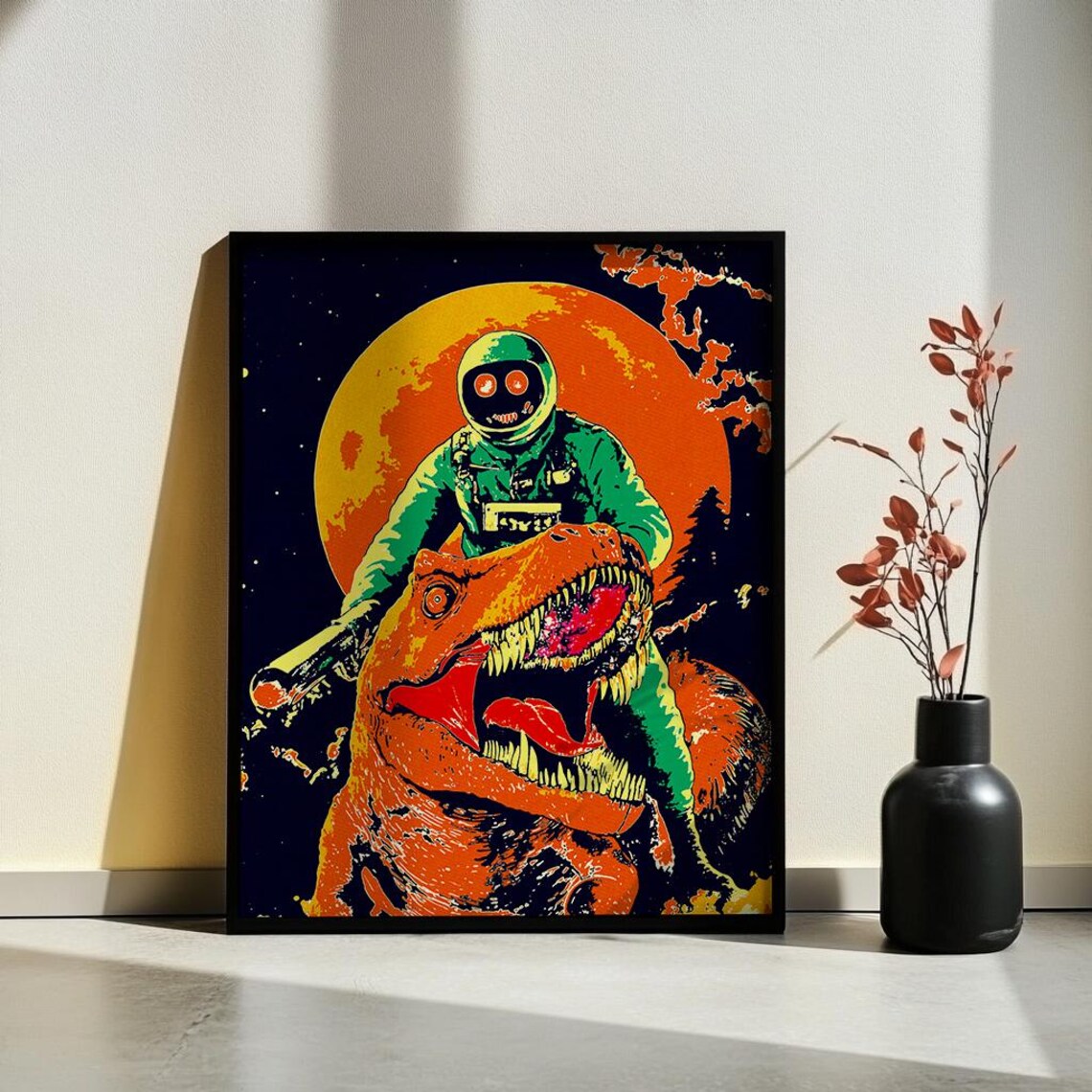 Astronaut Riding Dinosaur Cosmic Adventure Poster for Boys Bedroom Decor - Image 5