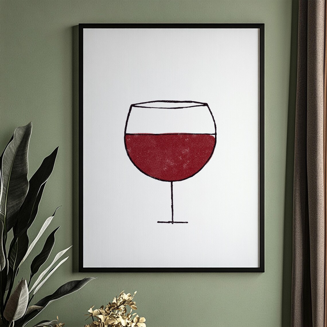 Minimalist Red Wine Glass Line Art Poster for Dining Room and Bar Decor - Image 3