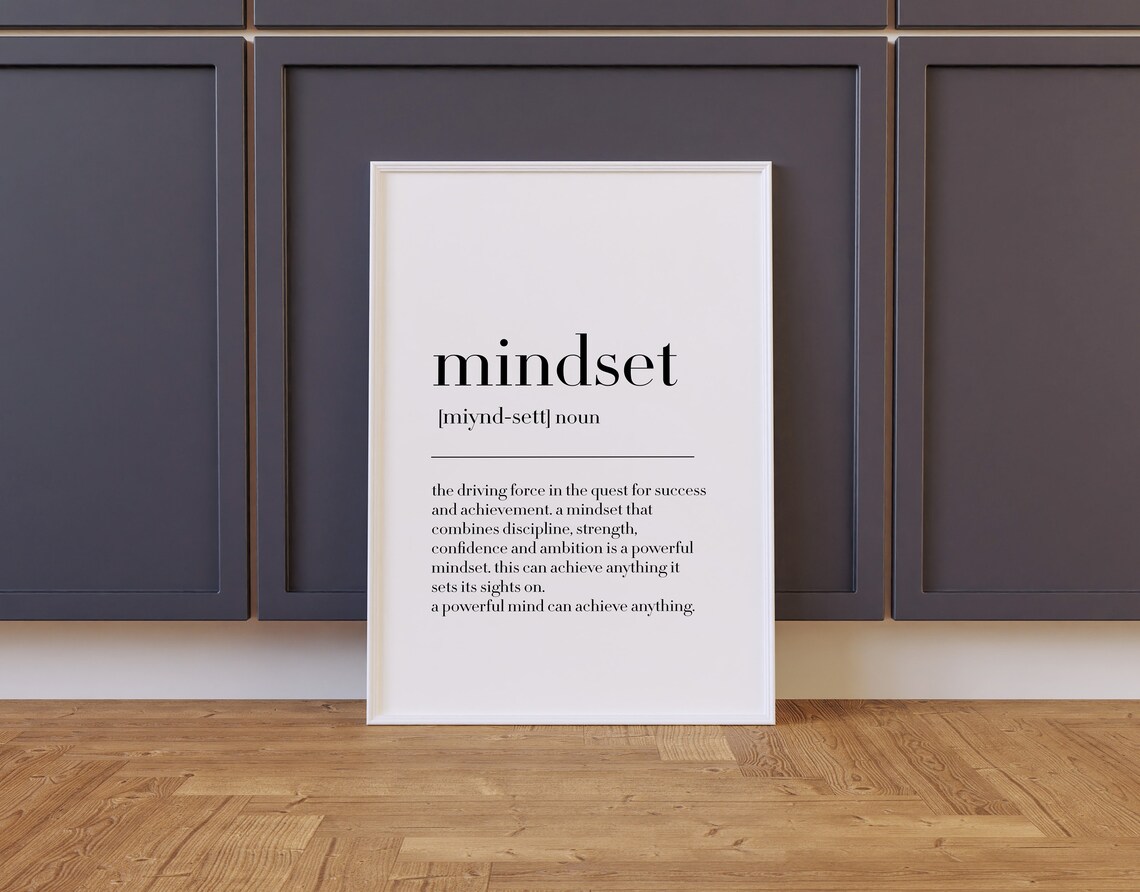 Mindset Definition Poster, Office Wall Art Print