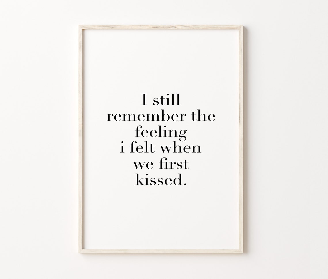 First Kiss Love Quote Romantic Serif Minimalist Bedroom Wall Poster - Image 4