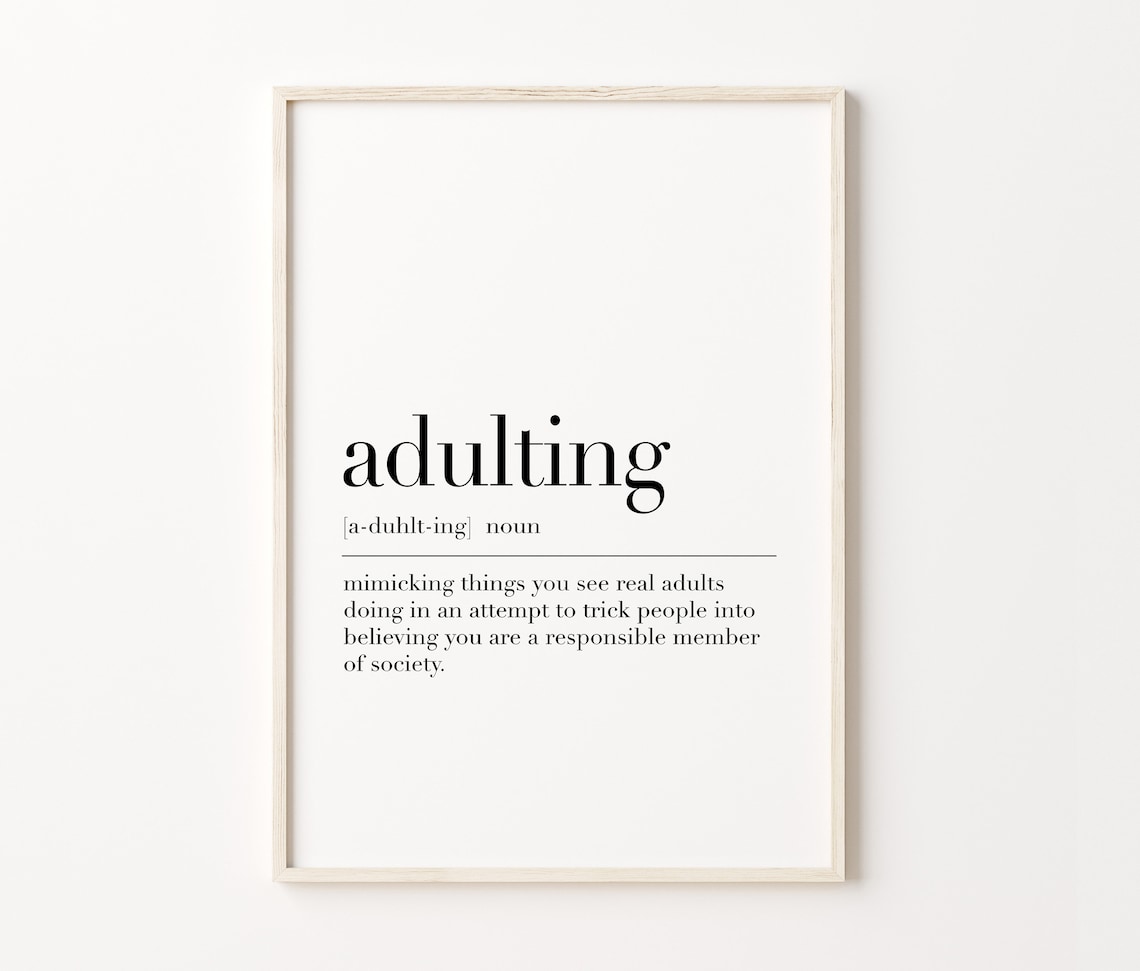 Adulting Funny Definition Quote Minimalist Dictionary Wall Art Poster - Image 4