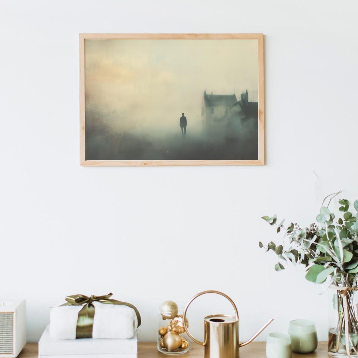 Foggy Silhouette Print Dreamlike Abstract Wall Art Moody Minimalist Landscape Decor - Image 2