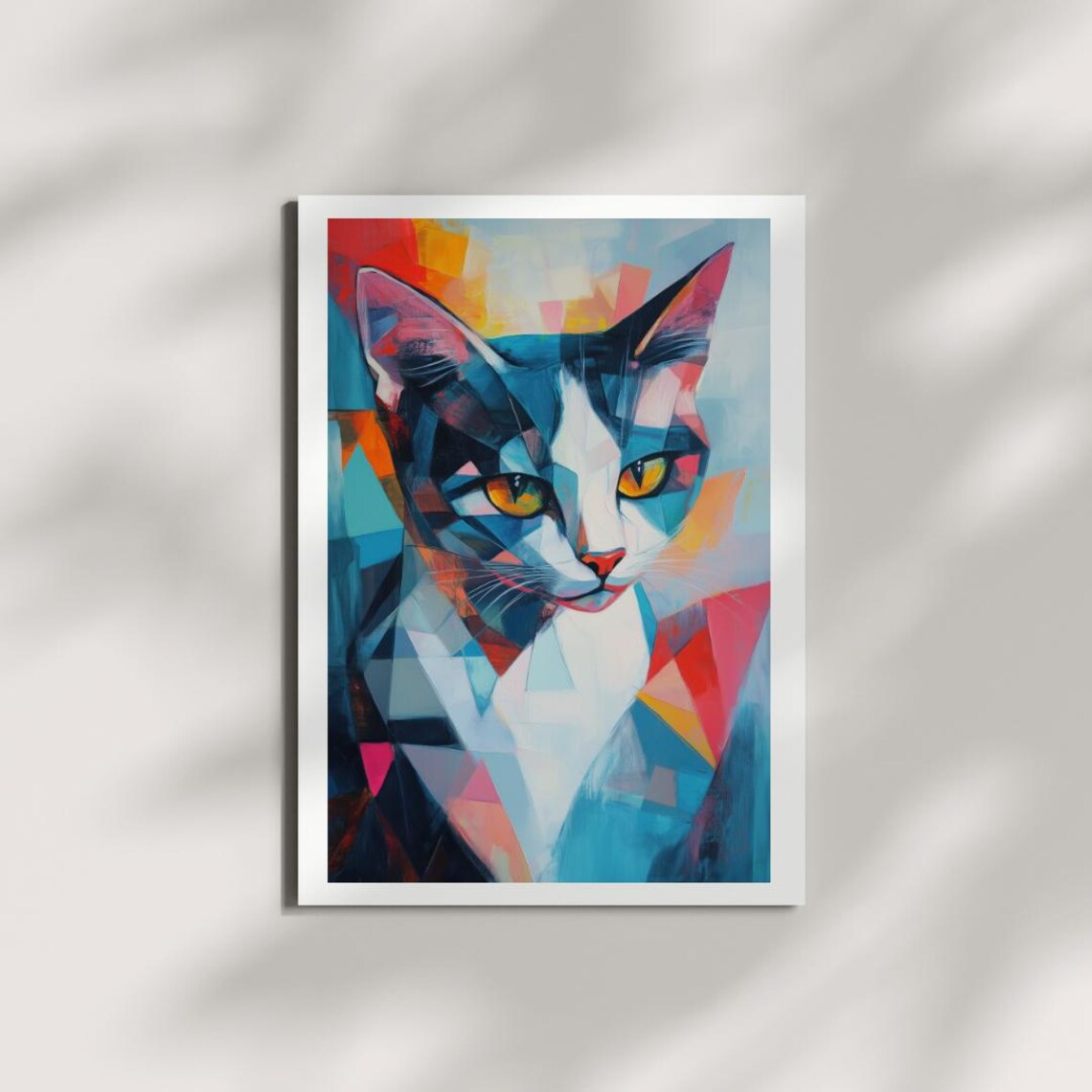 Prism Eyes Abstract Geometric Cat Portrait