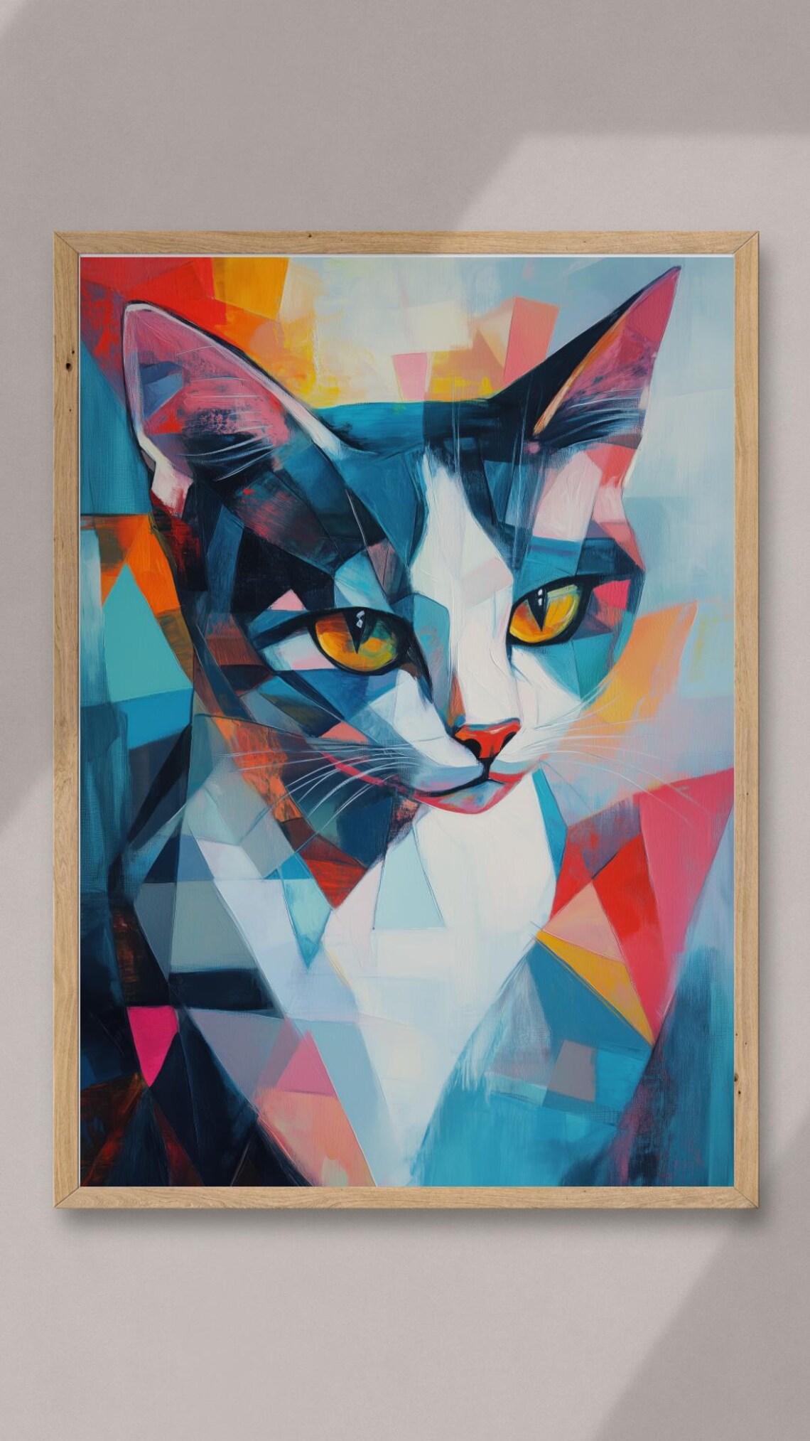 Prism Eyes Abstract Geometric Cat Portrait - Image 2