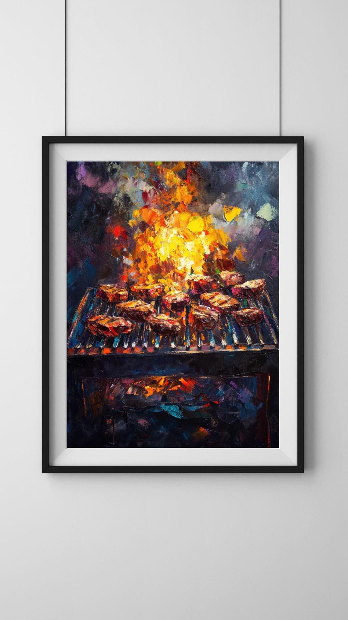 Bbq Grill Fire Vibrant Abstract Cookout Art - Image 5