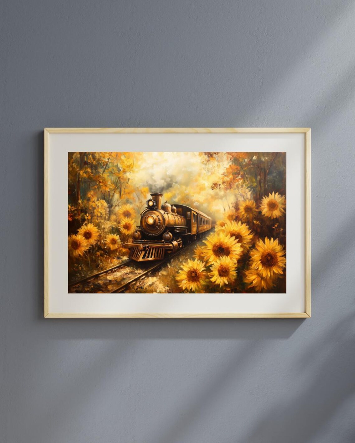 Golden Passage Vintage Train, Romantic Autumn Landscape - Image 4