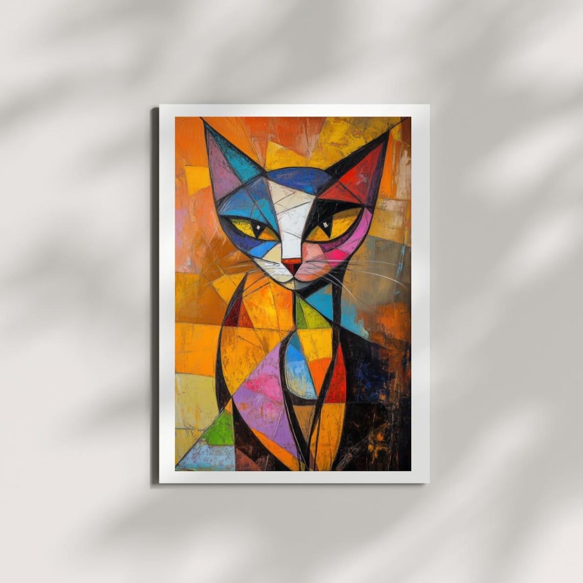 Cubist Cat Abstract Modern Feline Art Print