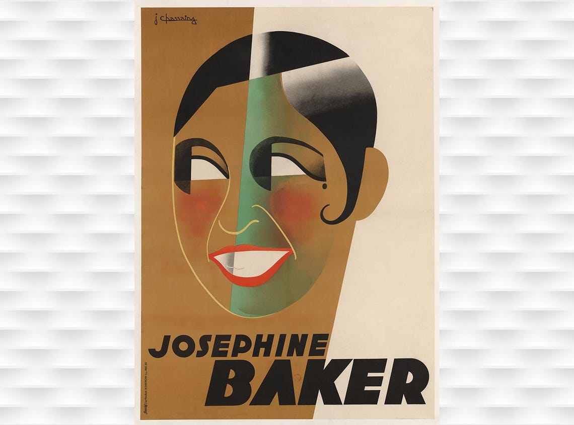 Josephine Baker Paris Art Deco Cubist Face Theatre Show Poster