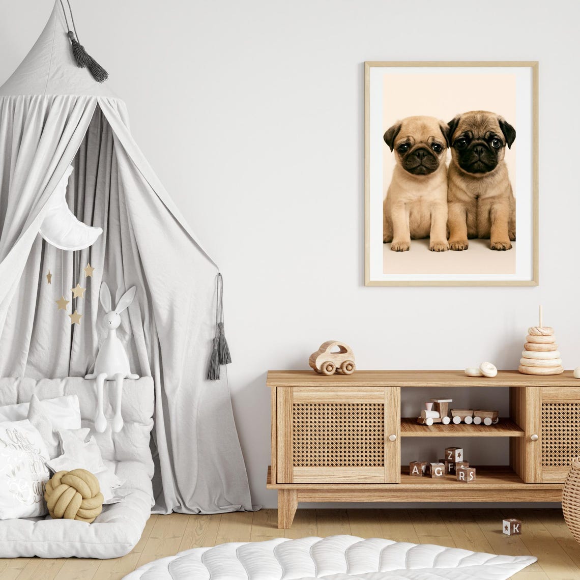 Pug Puppy Portrait, Cute Dog Poster