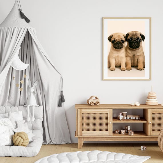 Pug Puppy Portrait, Cute Dog Poster