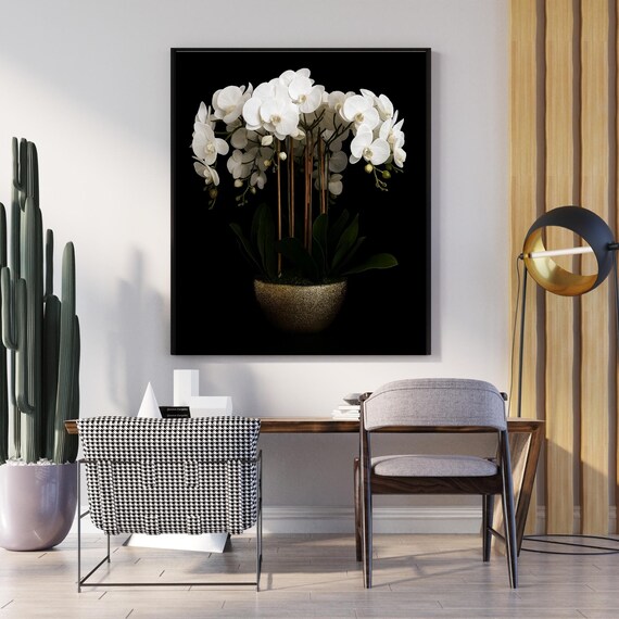 White Orchid Wall Art Elegant Floral Decor For Bedroom Bathroom Or Office Minimalist Botanical Gift Her Wife Mom