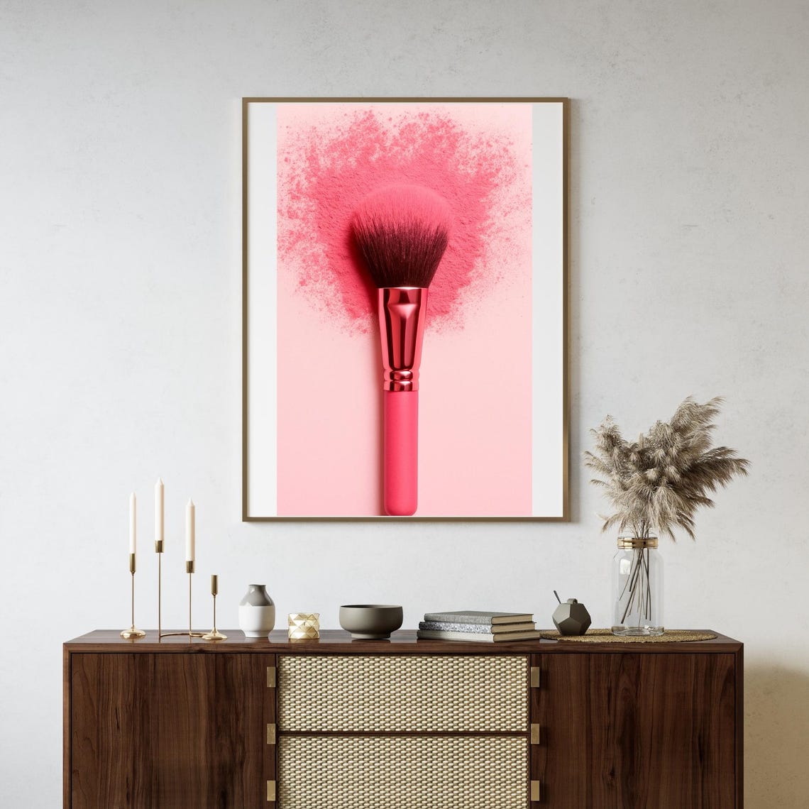 Pink Makeup Brush Powder Burst Blush Pink Beauty Salon Poster