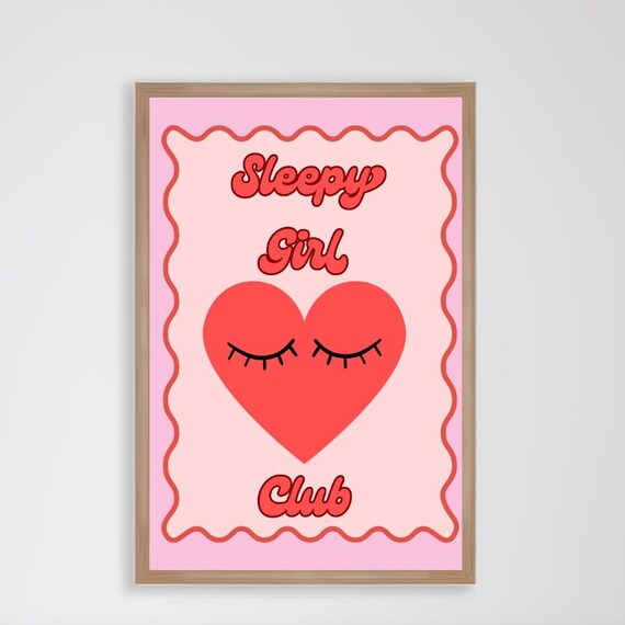 Sleepy Girl Club Print Funky Bedroom Wall Art