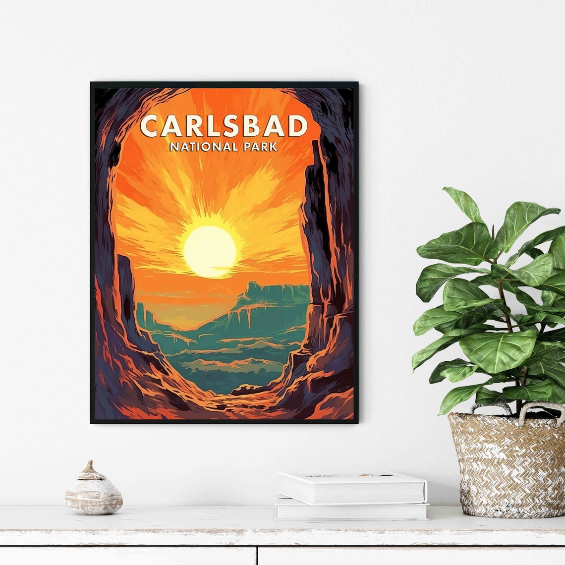 Carlsbad Caverns Sunset Cave Mouth Poster National Park New Mexico Art - Image 2