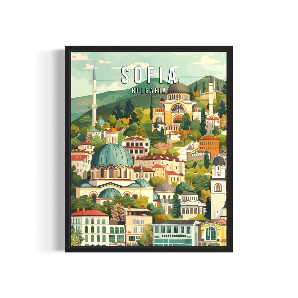 Sofia Bulgaria Alexander Nevsky Cathedral City Skyline Poster