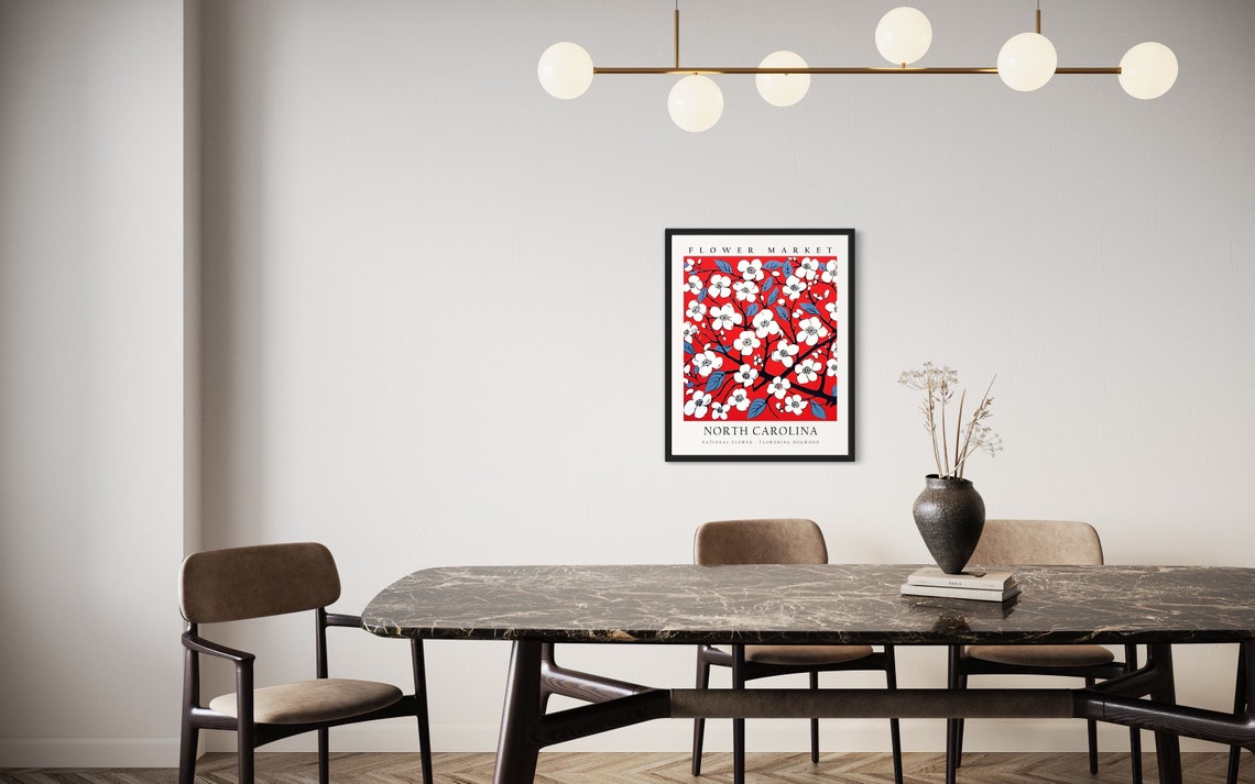 North Carolina Flower Market Dogwood Blossom Botanical Poster - Image 3