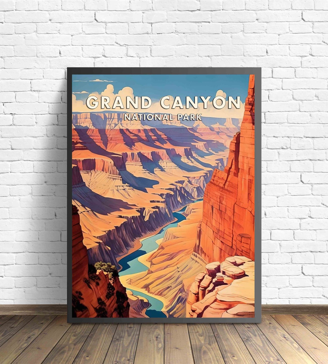 Grand Canyon National Park Layered Red Cliffs River View Poster - Image 3