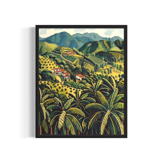 Coffee Plantations Poster Art Print Vintage Retro South America Painting Wall Decor